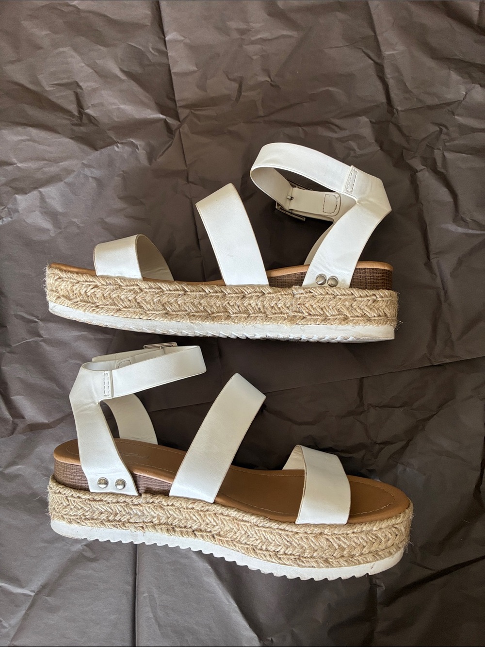 Soda White Strappy Women’s Sandals - Casual Espadrille Style